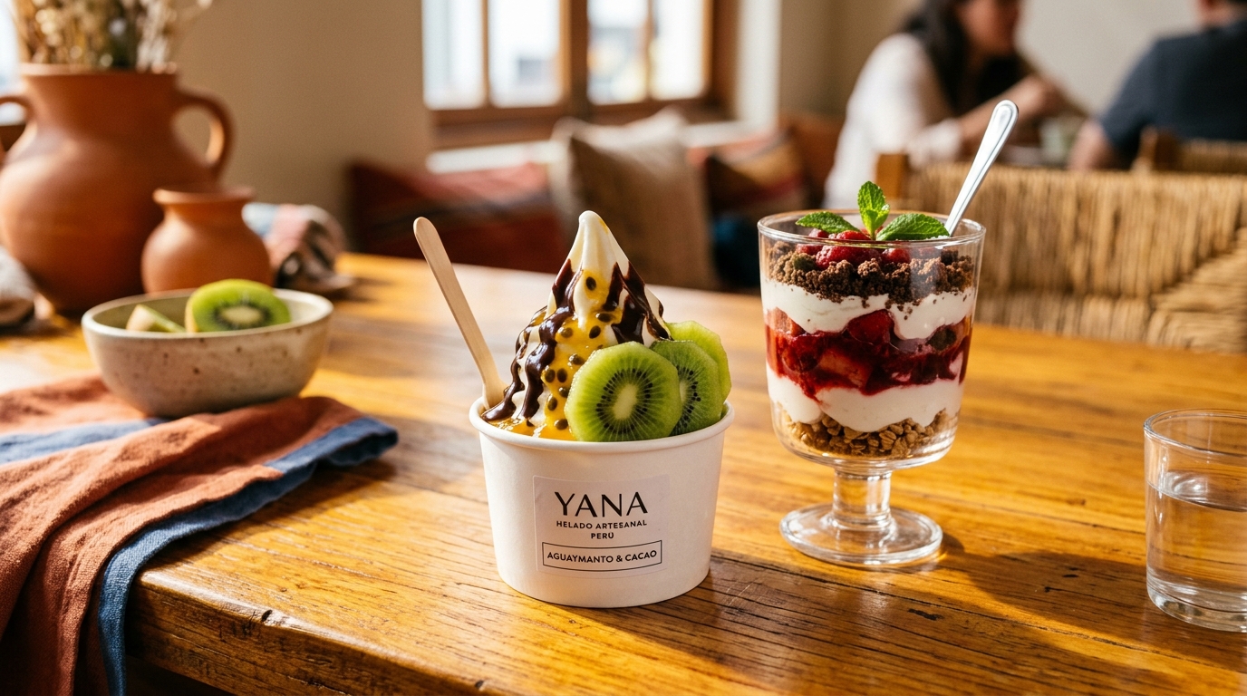 Copas artesanales de yogur helado Kallpa
